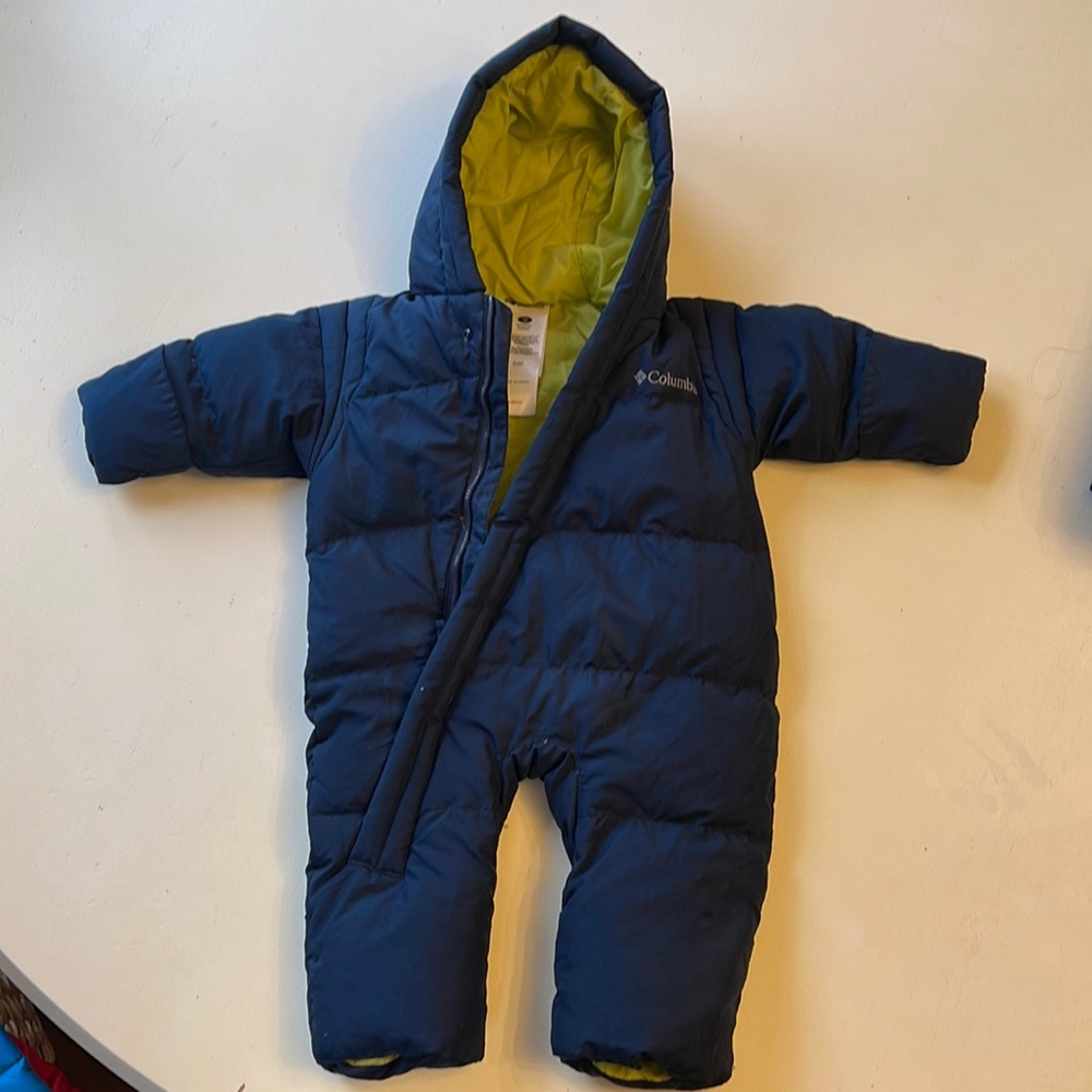 Columbia down filled baby snow suit size 12mo.